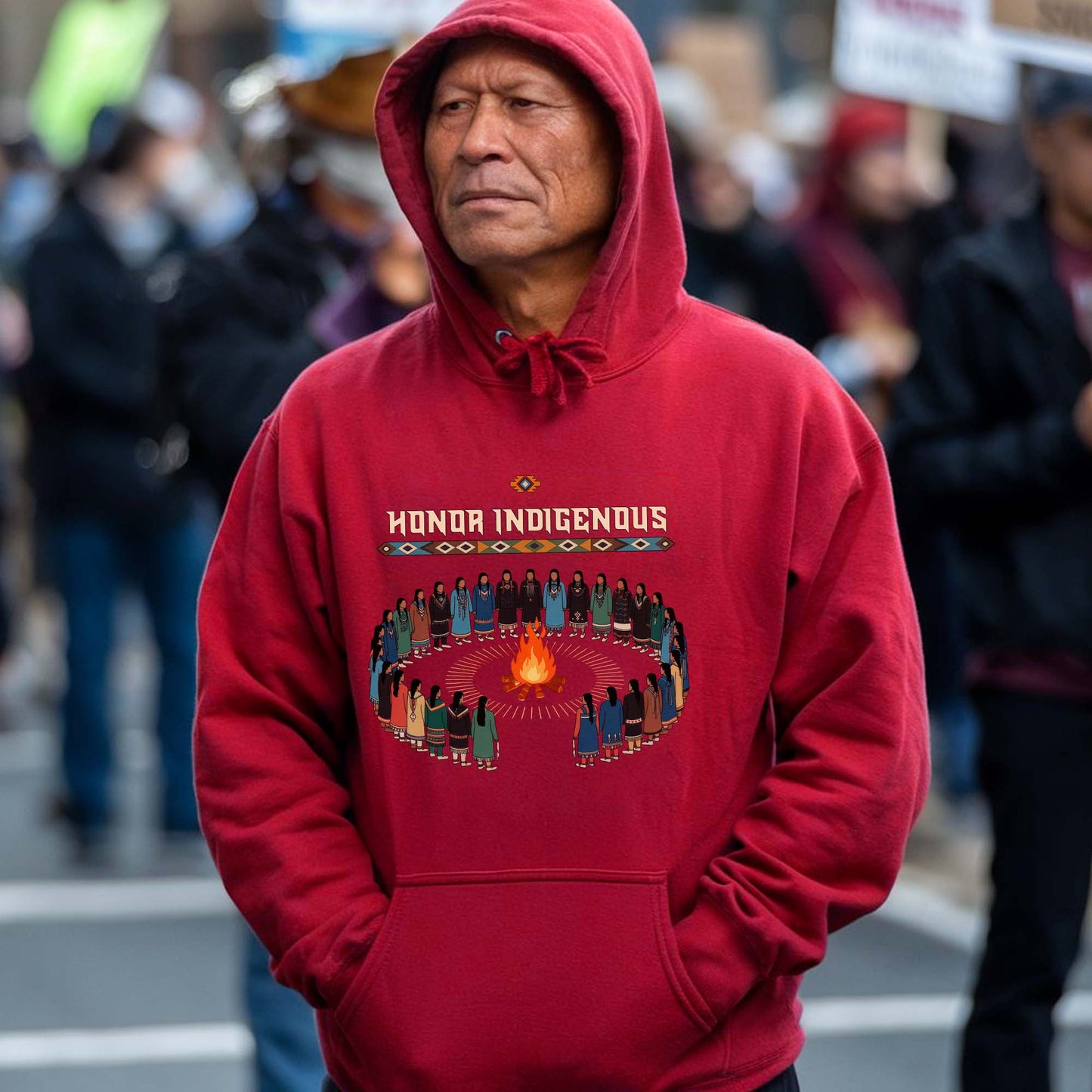 Honor Indigenous Fire Circle - Native American Spirit Unisex T-Shirt/T-Shirt V-Neck/Hoodie/Sweatshirt