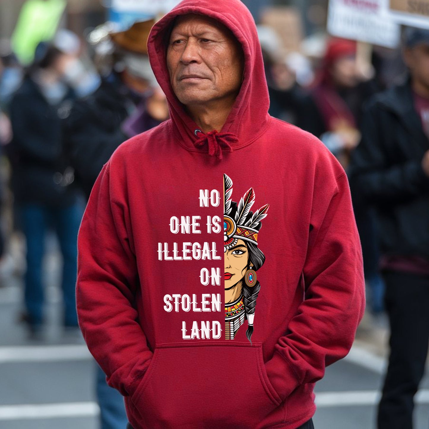 NO ONE IS ILLEGAL ON STOLEN LAND INDIGENOUS RIGHTS Unisex T-Shirt/T-Shirt V-Neck/Hoodie/Sweatshirt