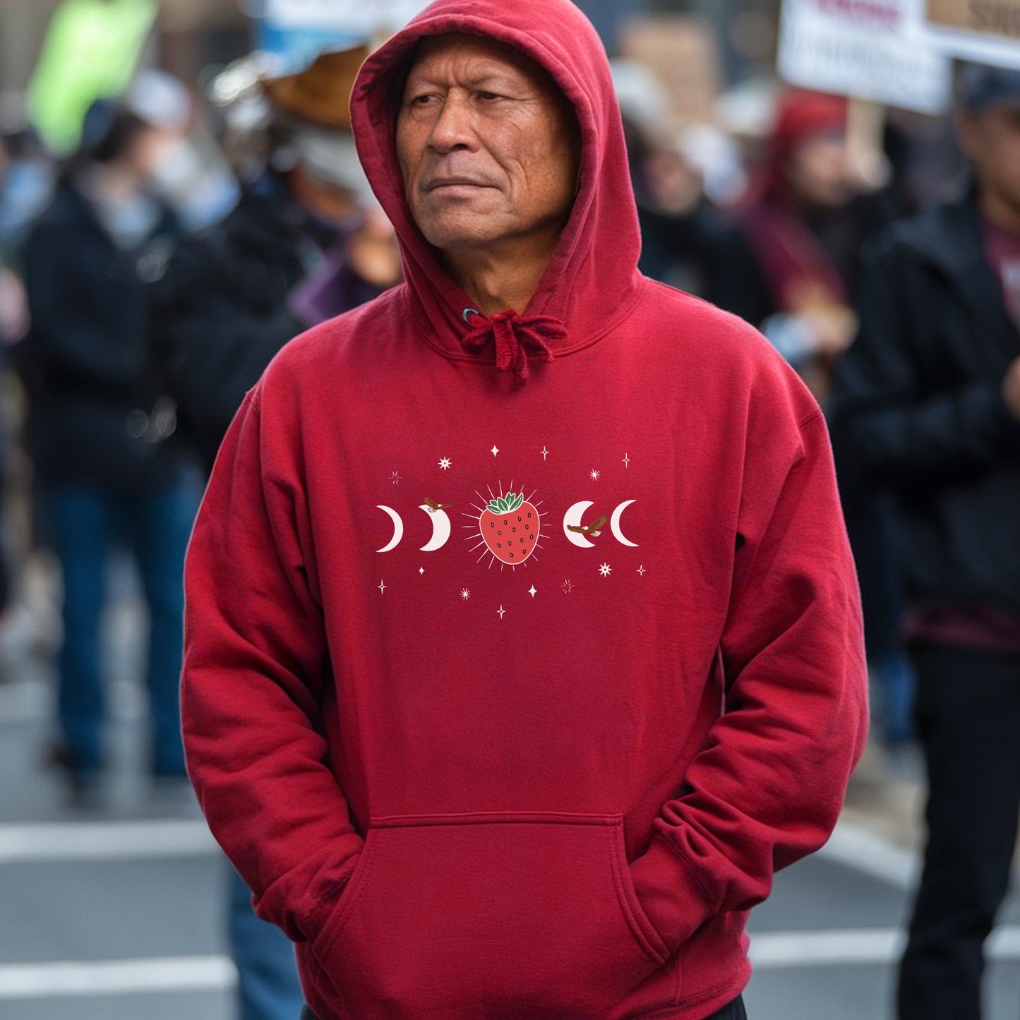 Strawberry Moon Native Spirit Celestial Unisex T-shirt/T-shirt V-neck/Hoodie/Sweatshirt