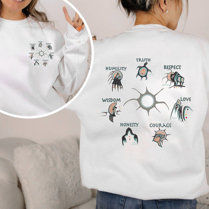 The Seven Sacred Laws Native American Indigenous Culture Unisex - Two sides - T-Shirt/T-Shirt V-Neck/Hoodie/Sweatshirt