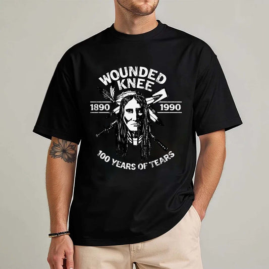 Wounded Knee 100 Years of Tears - 1890 to 1990 Native American Unisex T-shirt/T-shirt V-neck/Hoodie/Sweatshirt
