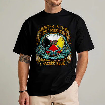 Water Is The First Medicine - Sacred Blue Indigenous - Unisex T-shirt/V-neck T-shirt/Hoodie/Sweatshirt