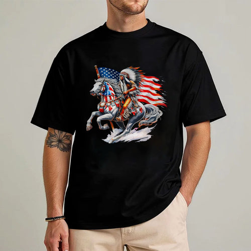 Native American Warrior Horse Patriotic Unisex T-shirt/V-neck T-shirt /Hoodie/Sweatshirt