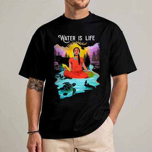 Water is Life Native American Woman - Unisex T-shirt/V-neck T-shirt/Hoodie/Sweatshirt
