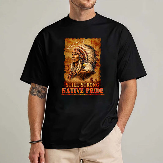 Native Pride "Still Here Still Strong" Warrior & Eagle Vintage Unisex T-shirt/T-shirt V-neck/Hoodie/Sweatshirt