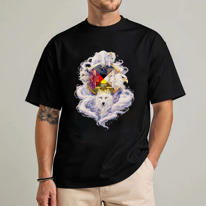 Sacred White Animals & Medicine Wheel Spiritual Unisex T-shirt/T-shirt V-neck/Hoodie/Sweatshirt