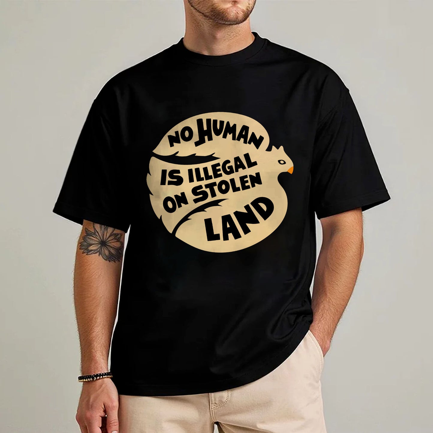 No Human Is Illegal on Stolen Land Unisex T-shirt/T-shirt V-neck/Hoodie/Sweatshirt