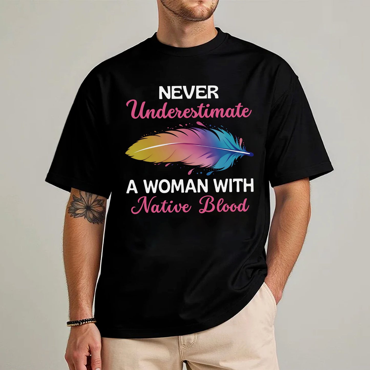 Never Underestimate A Woman With Native Blood Unisex T-shirt/T-shirt V-neck/Hoodie/Sweatshirt