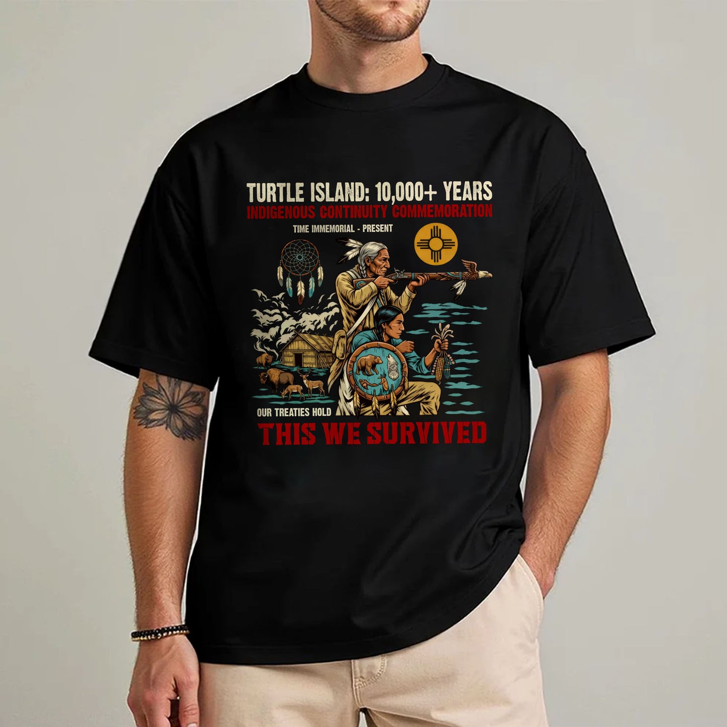 Turtle Island Indigenous - This We Survived Native American - Unisex T-shirt/V-neck T-shirt/Hoodie/Sweatshirt