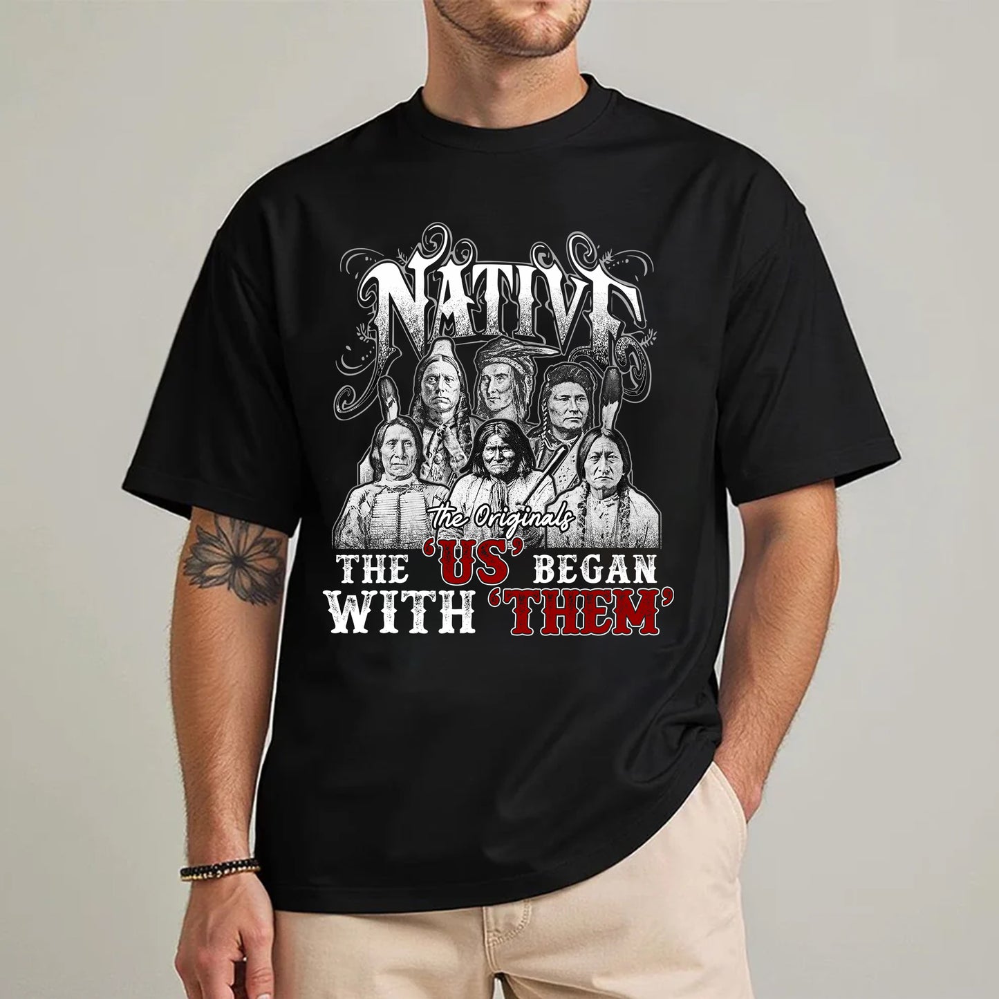 Native American Heritage - “The US Began With Them” Graphic Unisex T-Shirt/T-Shirt V-Neck/Hoodie/Sweatshirt