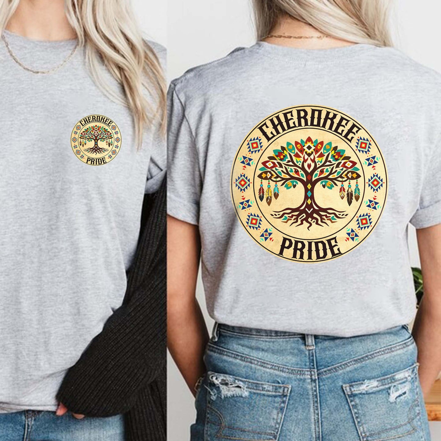 Tree of Life Native American Heritage - Custom Tribe Pride Design - Two sides - T-Shirt/V-Neck/Hoodie/Sweatshirt