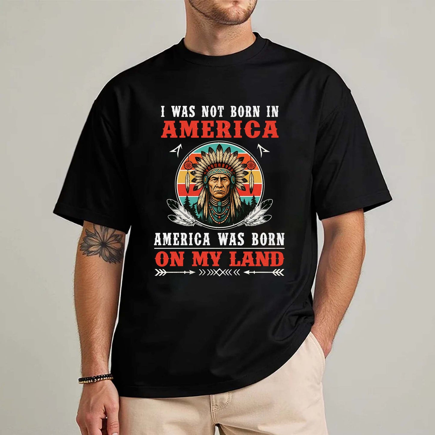 I Was Not Born In America - Native American Heritage Unisex T-Shirt/T-Shirt V-Neck/Hoodie/Sweatshirt