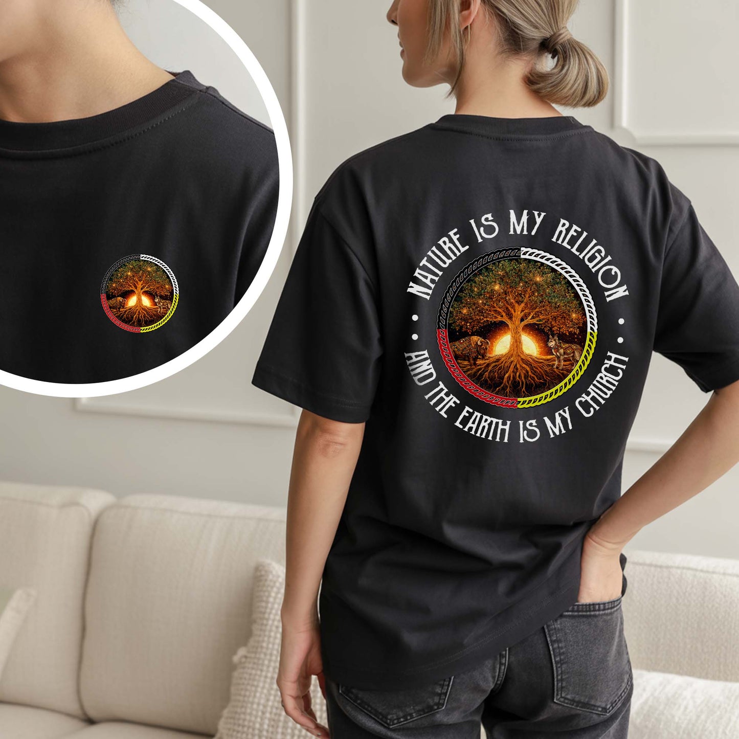 Nature Is My Religion The Earth Is My Church - Spiritual Nature Lover - Two Sides - Unisex T-Shirt/T-Shirt V-Neck/Hoodie/Sweatshirt