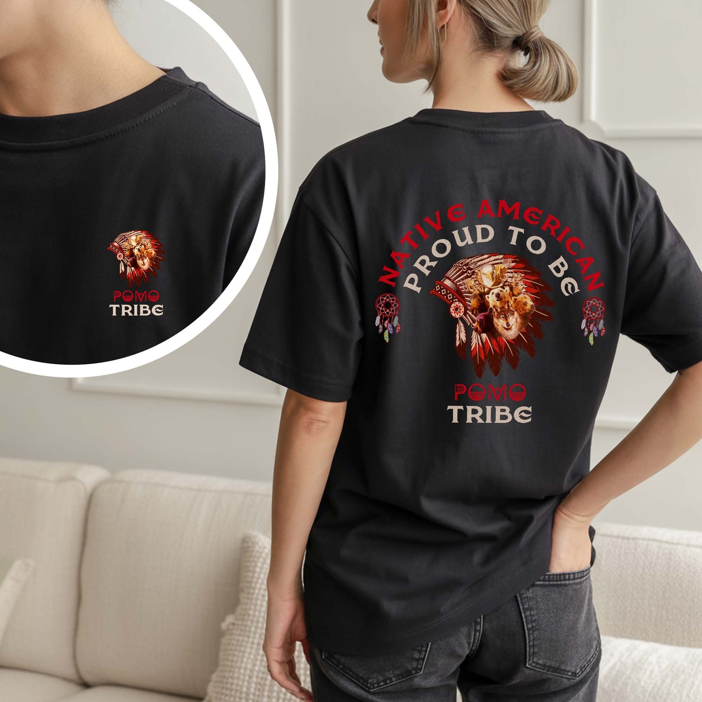 Proud To Be Native American - Custom Tribe Heritage Design - Two sides - T-Shirt/V-Neck/Hoodie/Sweatshirt