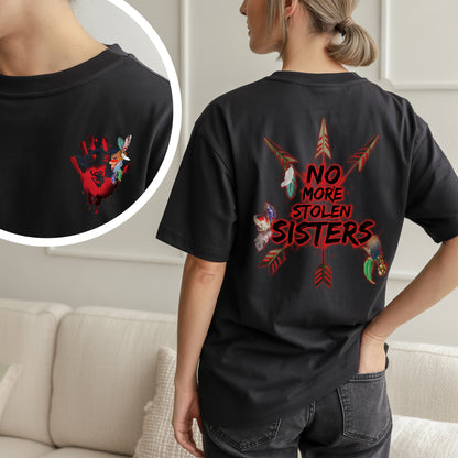 No More Stolen Sisters Red Hand Arrows - Two Sides - MMIW Unisex T-Shirt/Hoodie/V-Neck/Sweatshirt
