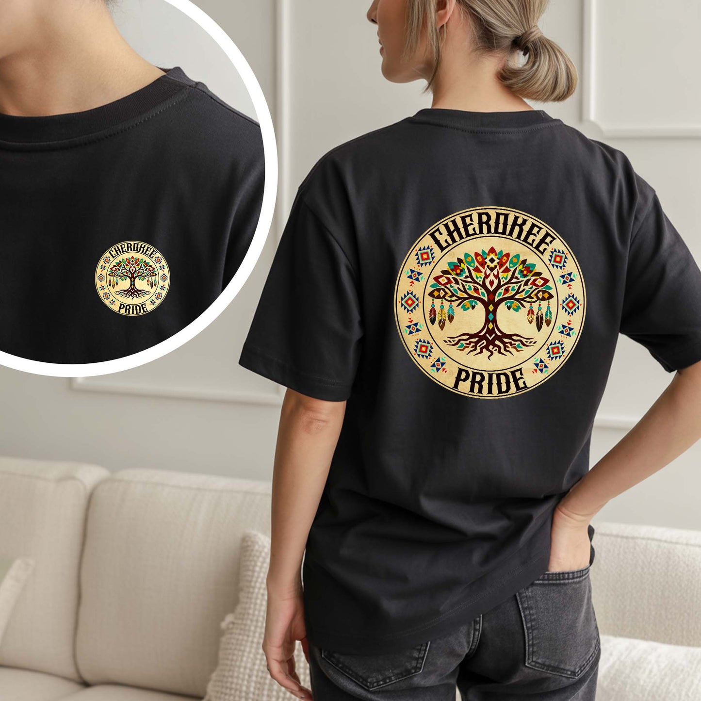 Tree of Life Native American Heritage - Custom Tribe Pride Design - Two sides - T-Shirt/V-Neck/Hoodie/Sweatshirt