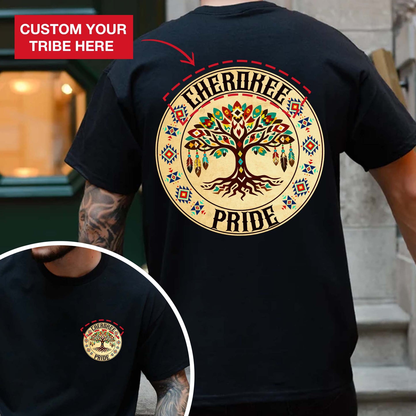 Tree of Life Native American Heritage - Custom Tribe Pride Design - Two sides - T-Shirt/V-Neck/Hoodie/Sweatshirt