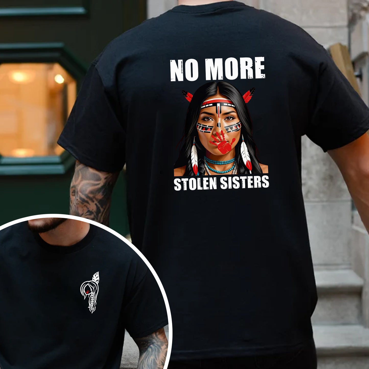No More Stolen Sisters Indigenous Braided Hair Unisex - Two sides - T-Shirt/T-Shirt V-Neck/Hoodie/Sweatshirt