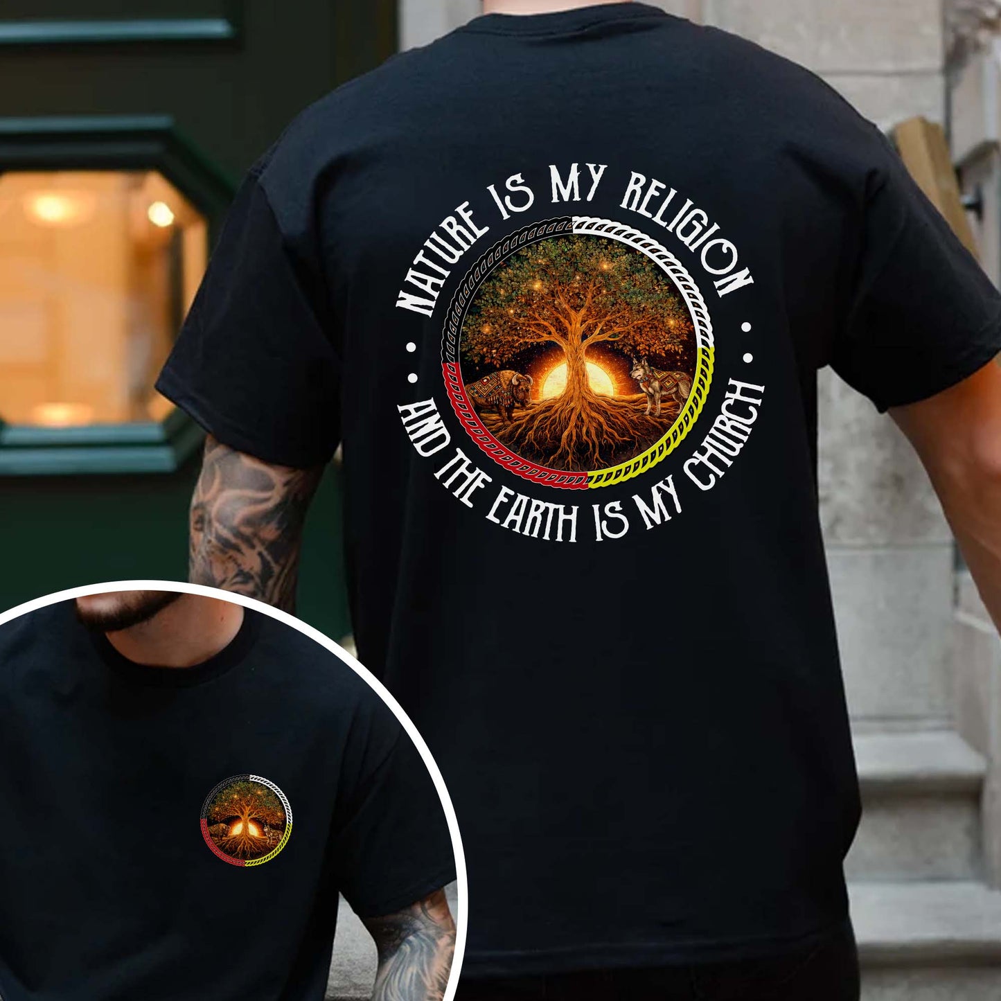 Nature Is My Religion The Earth Is My Church - Spiritual Nature Lover - Two Sides - Unisex T-Shirt/T-Shirt V-Neck/Hoodie/Sweatshirt