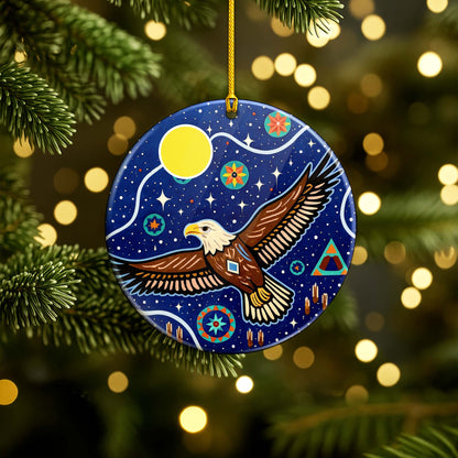 Tribal Eagle Ceramic Ornament Spiritual Wildlife Design for Holiday Decor
