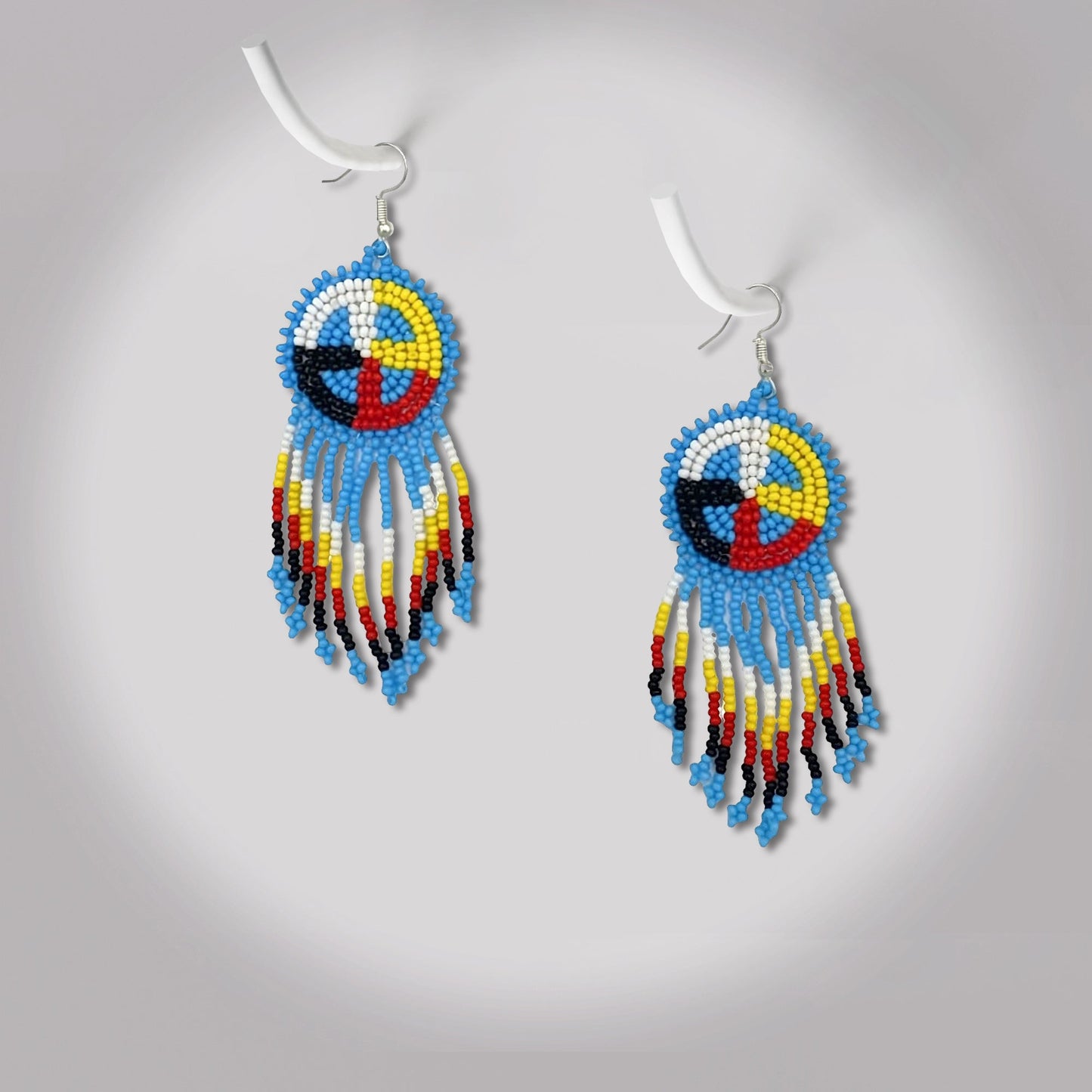 Turquoise Blue Fringe Earrings Beaded Handmade Earrings For Women