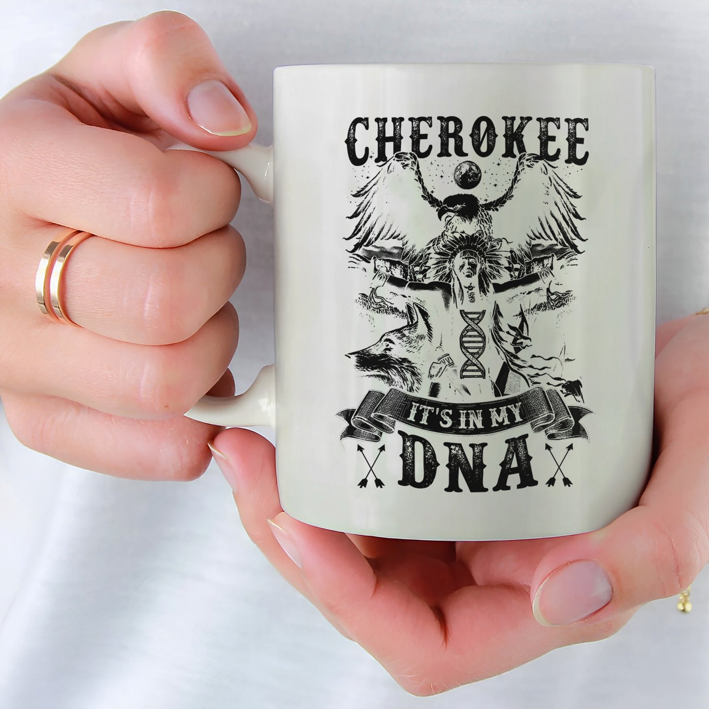 Cherokee It's In My DNA Black&White Ceramic Coffee Mug 10B