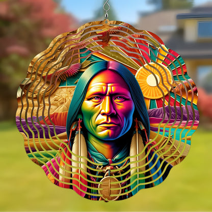 Colorful Native American Young Chief Wind Spinner 019