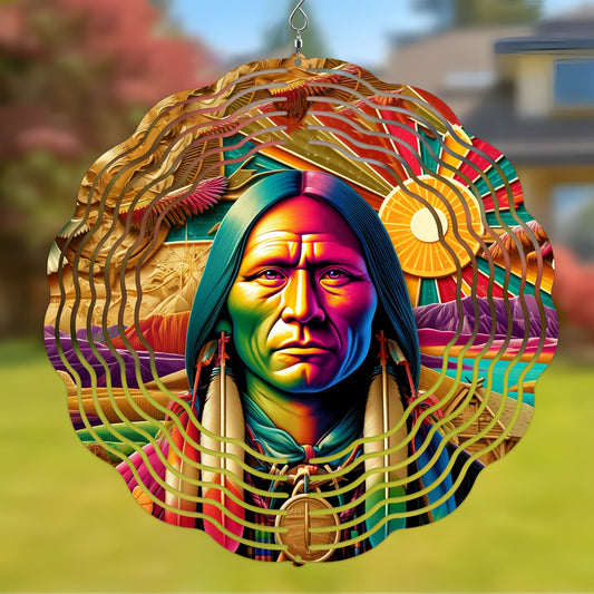 Colorful Native American Young Chief Wind Spinner 019