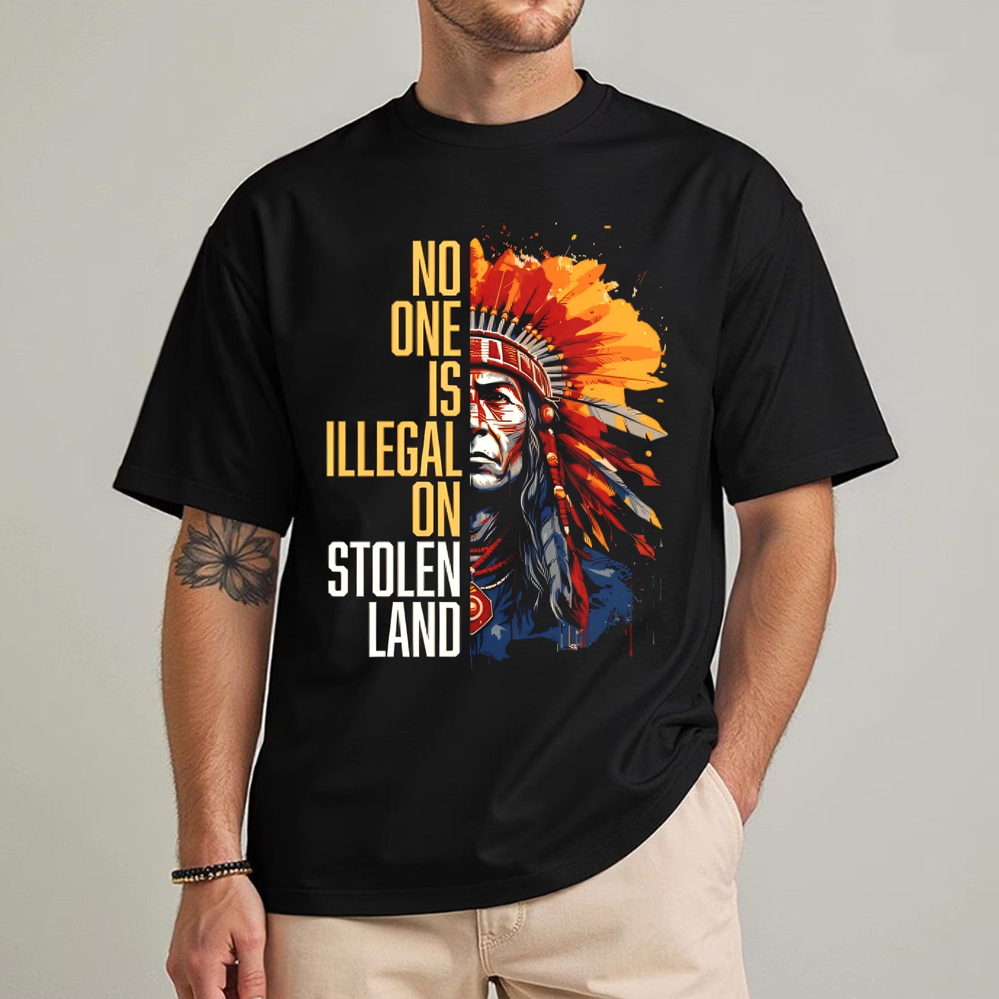 NO ONE IS ILLEGAL ON STOLEN LAND Unisex T-Shirt/T-Shirt V-Neck/Hoodie/Sweatshirt