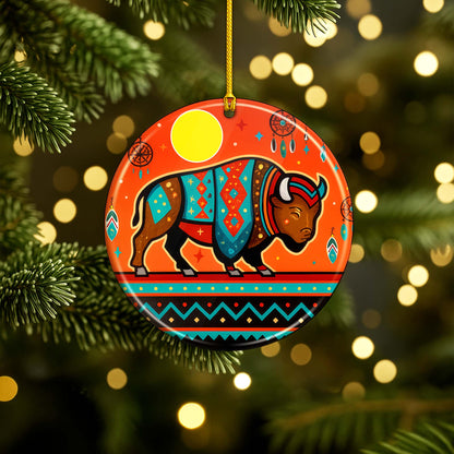Tribal Beaver Ceramic Ornament - Indigenous Inspired for Holiday Decor