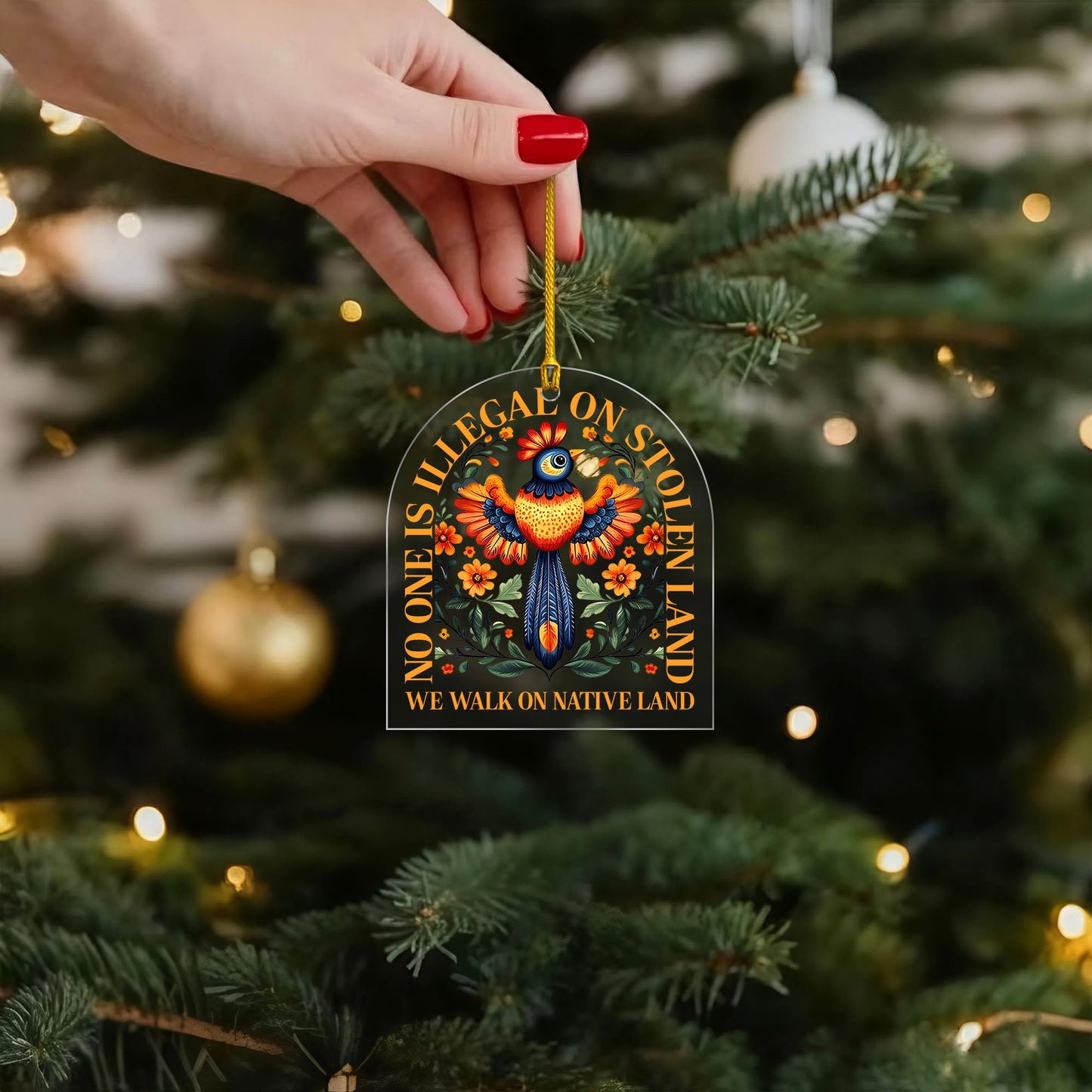 No One Is Illegal On Stolen Land - Native Land Bird Decor Flat Acrylic