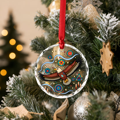 Native American Eagle Glass Ornament - Holiday Tree Decoration