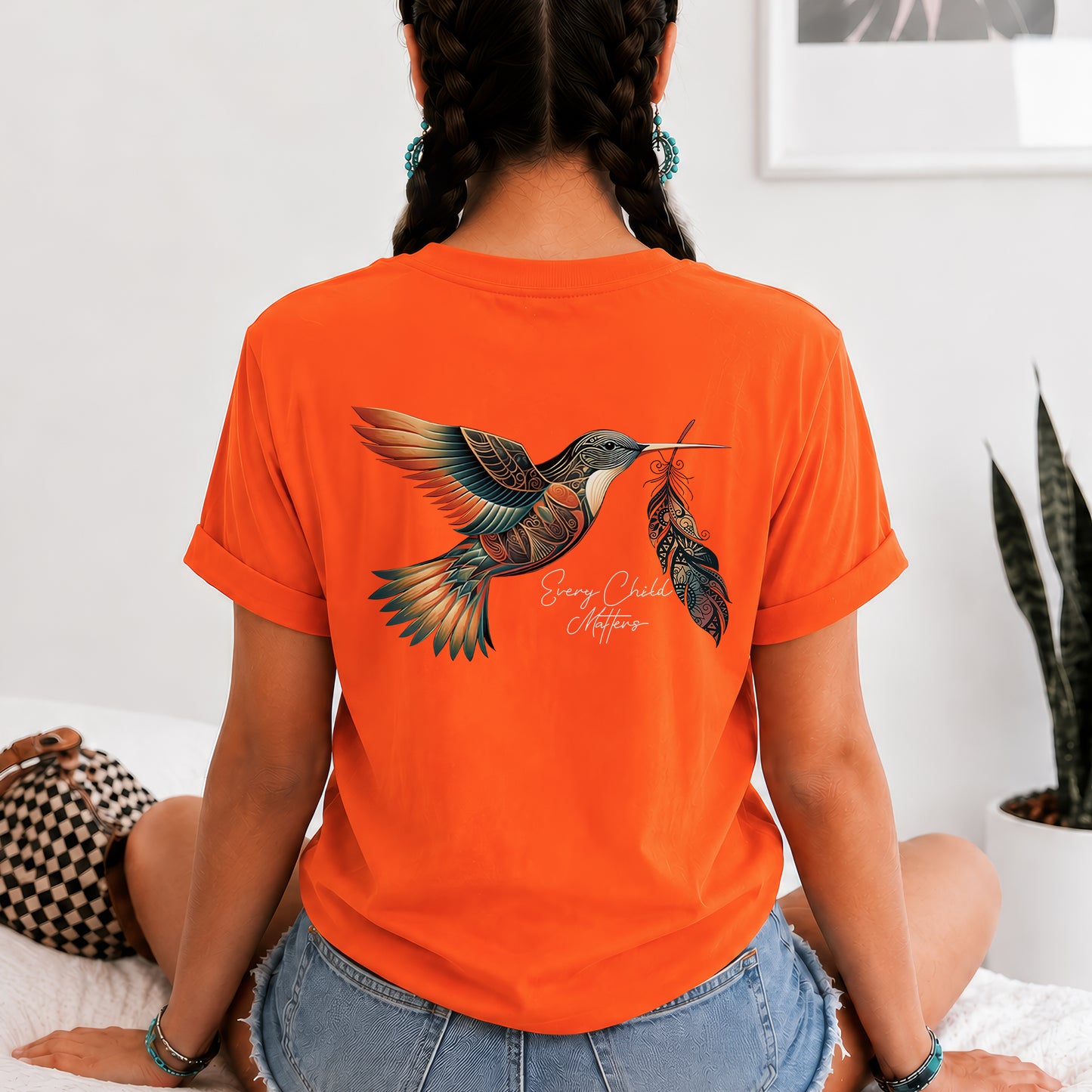 Every Child Matters Hummingbird Feather Native American - Two sides - Unisex T-shirt/V-neck T-shirt/Hoodie/Sweatshirt