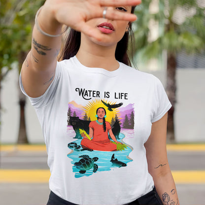 Water is Life Native American Woman - Unisex T-shirt/V-neck T-shirt/Hoodie/Sweatshirt