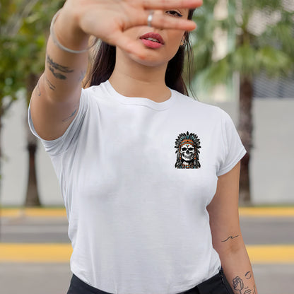 Native Inspired War Chief Skull Fear None Wild Free- Two sides - Unisex T-Shirt/T-Shirt V-Neck/Hoodie/Sweatshirt