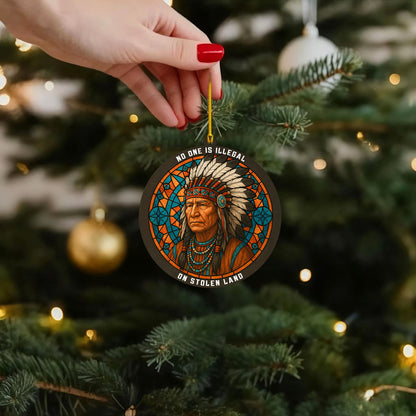 No One Is Illegal on Stolen Land - Native American Chief Christmas Decoration Flat Acrylic