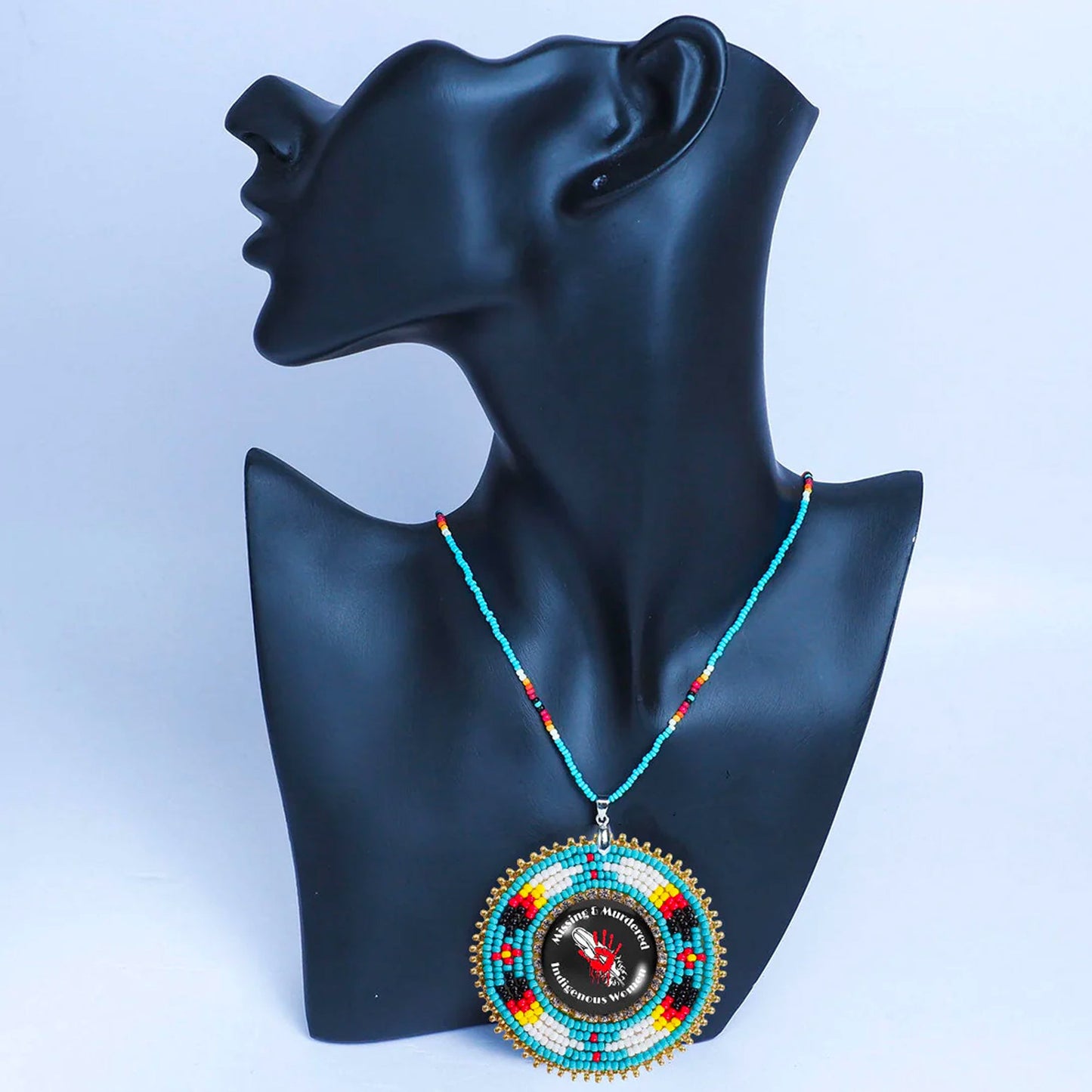 SALE 50% OFF -  Missing and Murdered Indigenious Women 2 Sunburst Beaded Patch Necklace Pendant