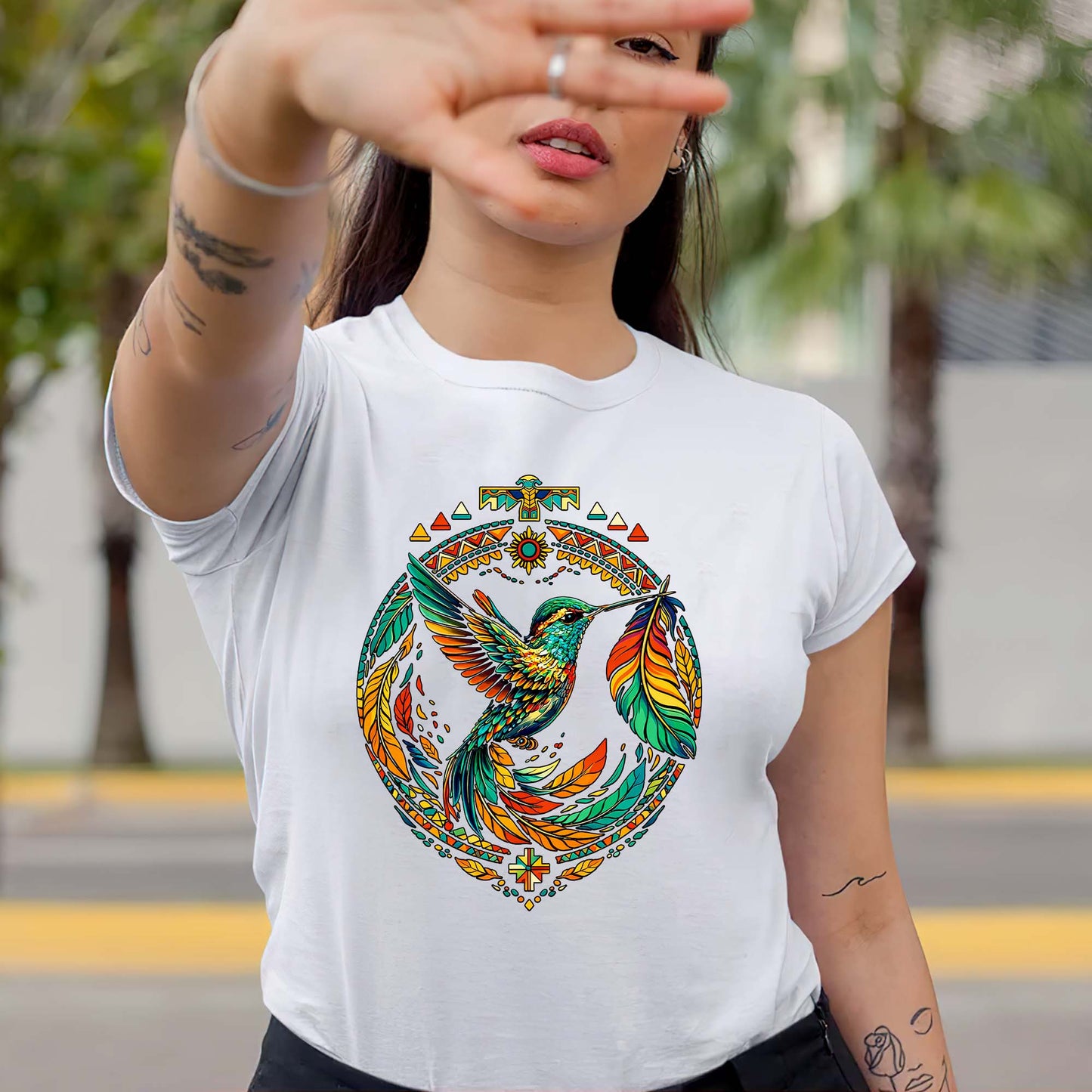 Sacred Hummingbird - Indigenous Native Art of Hope, Energy & Balance Unisex T-Shirt/T-Shirt V-Neck/Hoodie/Sweatshirt