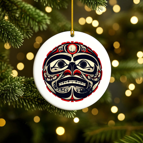 Native Bear Ceramic Ornament - Handcrafted Indigenous Art - Unique Holiday Decor