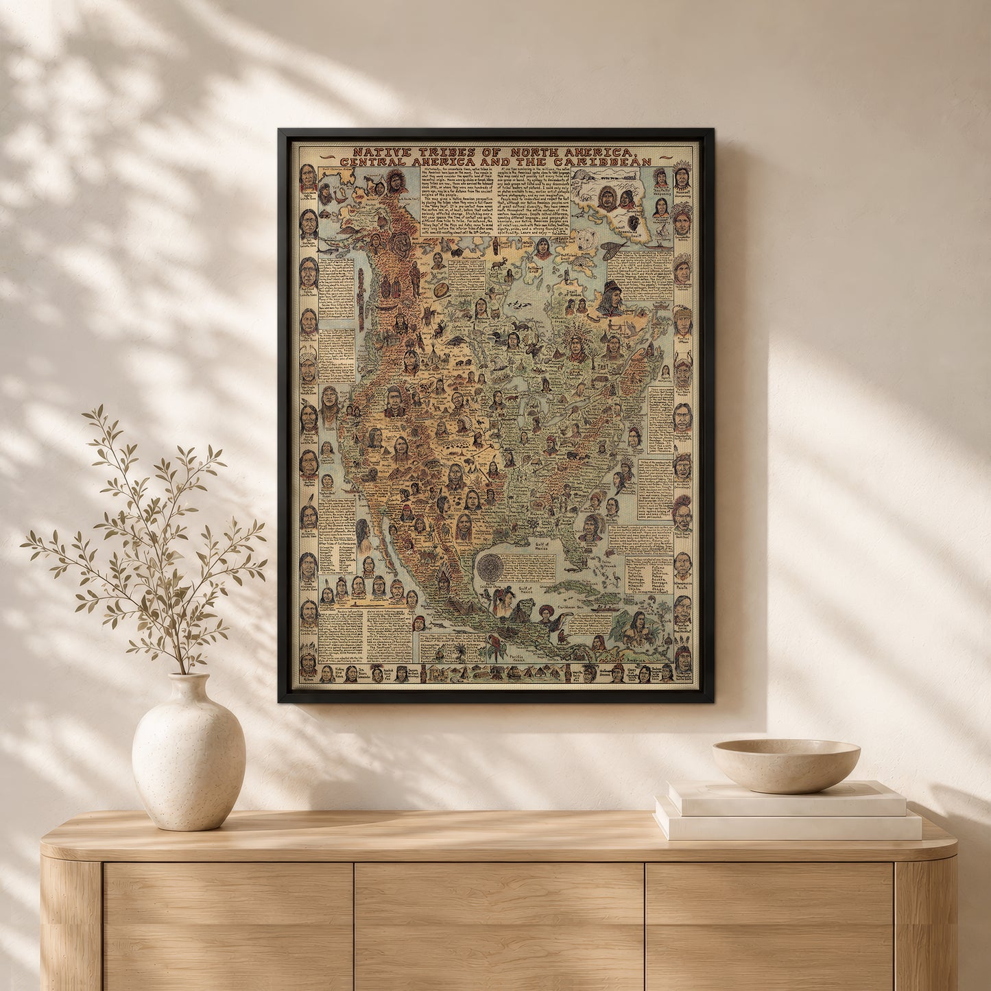 Native Tribes of North American central America and the Caribbean Maps Poster