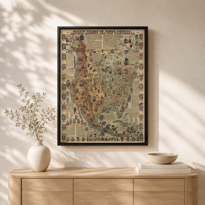 Native Tribes of North American central America and the Caribbean Maps Poster