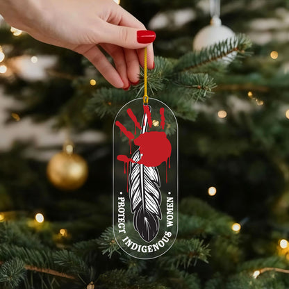 Protect Indigenous Women - MMIW Red Handprint Feather - Unique Christmas Gift Decor Flat Acrylic