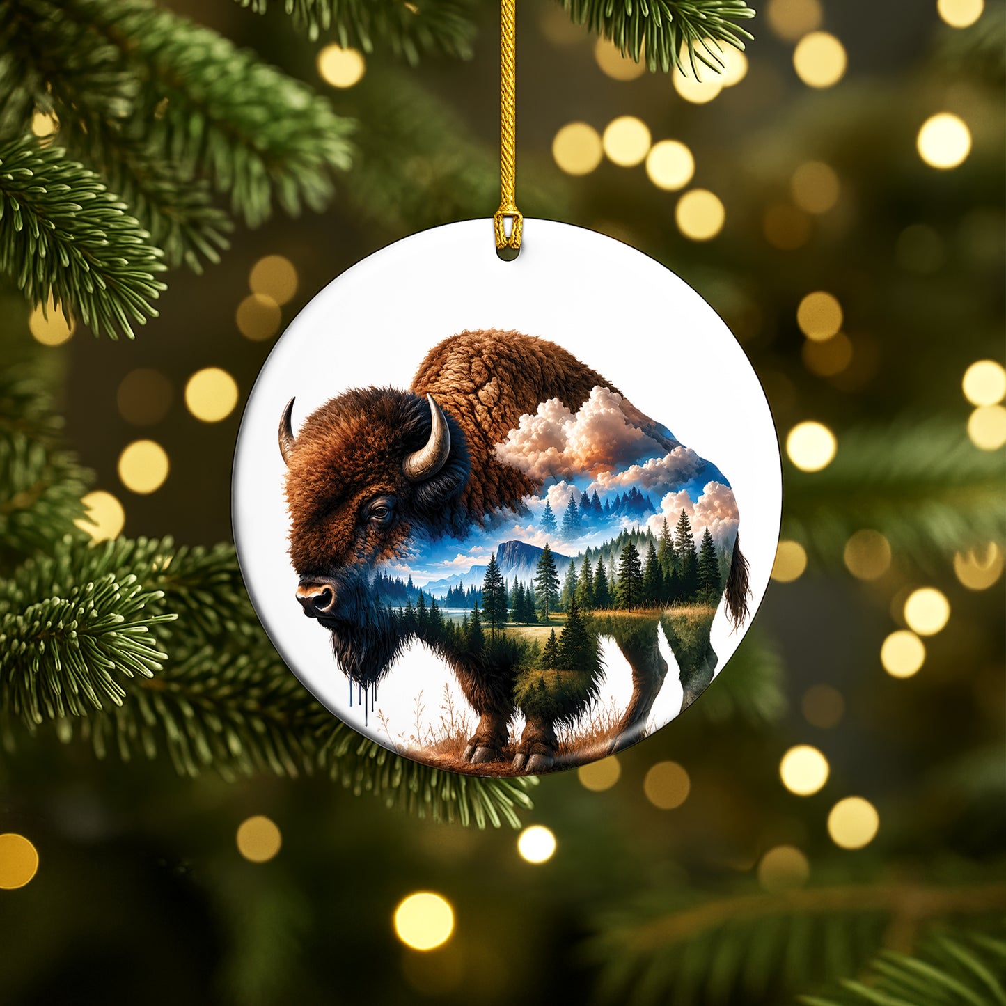 Native Bison Spirit Christmas Ornament – Indigenous-Inspired Decor