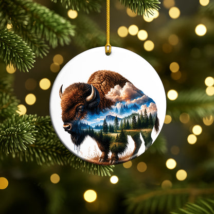 Native Bison Spirit Christmas Ornament – Indigenous-Inspired Decor