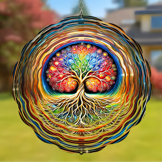 Colorful Tree Of Life Synthetic Wind Spinner