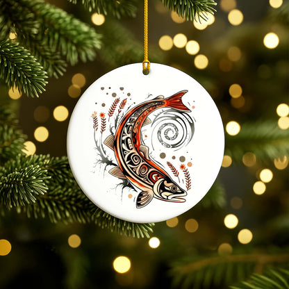 Native Fish Ceramic Ornament - Handcrafted Indigenous Art - Unique Holiday Decor