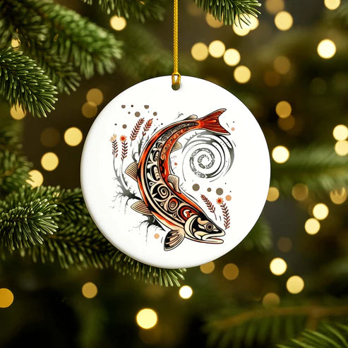 Native Bear Ceramic Ornament - Handcrafted Indigenous Art - Unique Holiday Decor