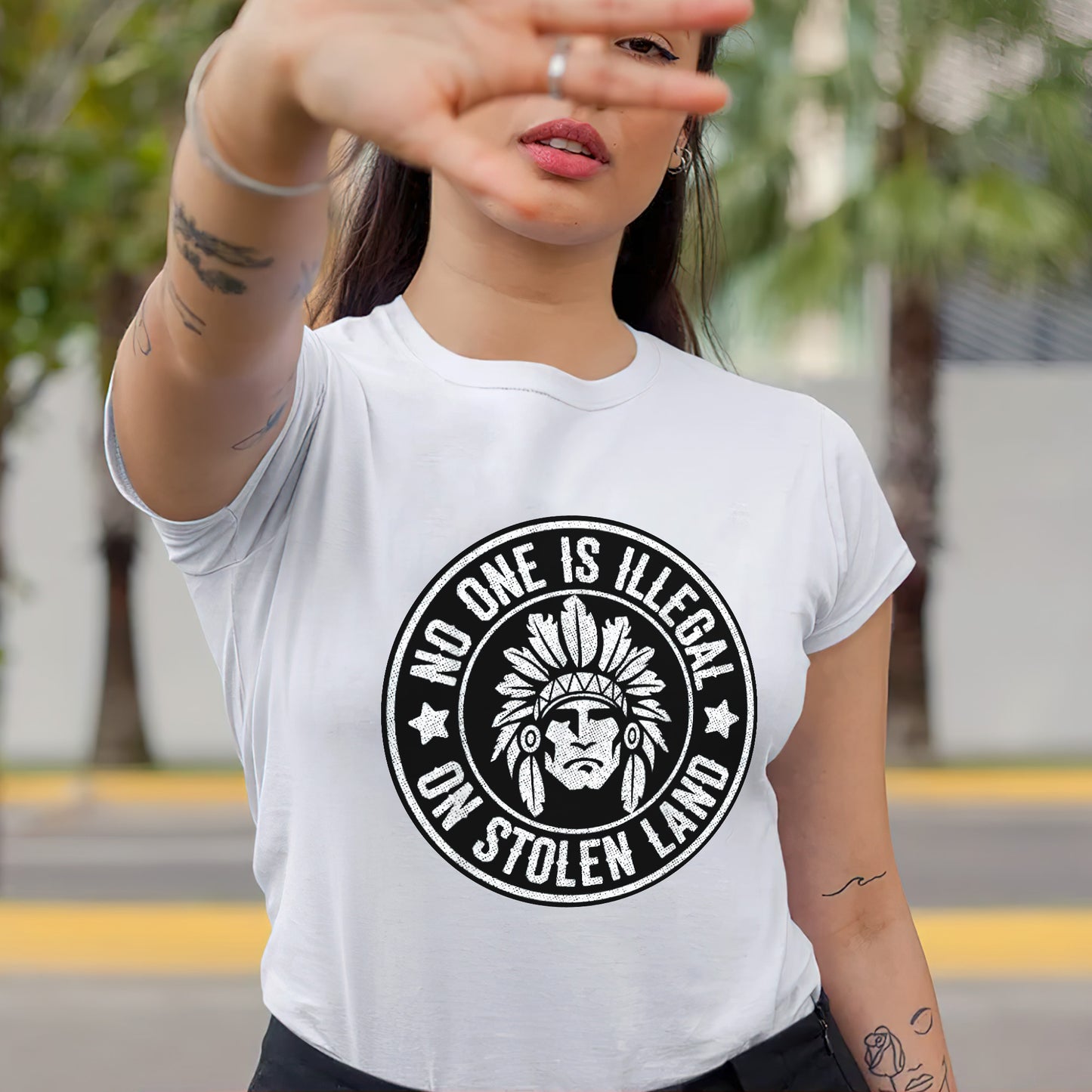 No One Is Illegal on Stolen Land Unisex T-Shirt/T-Shirt V-Neck/Hoodie/Sweatshirt