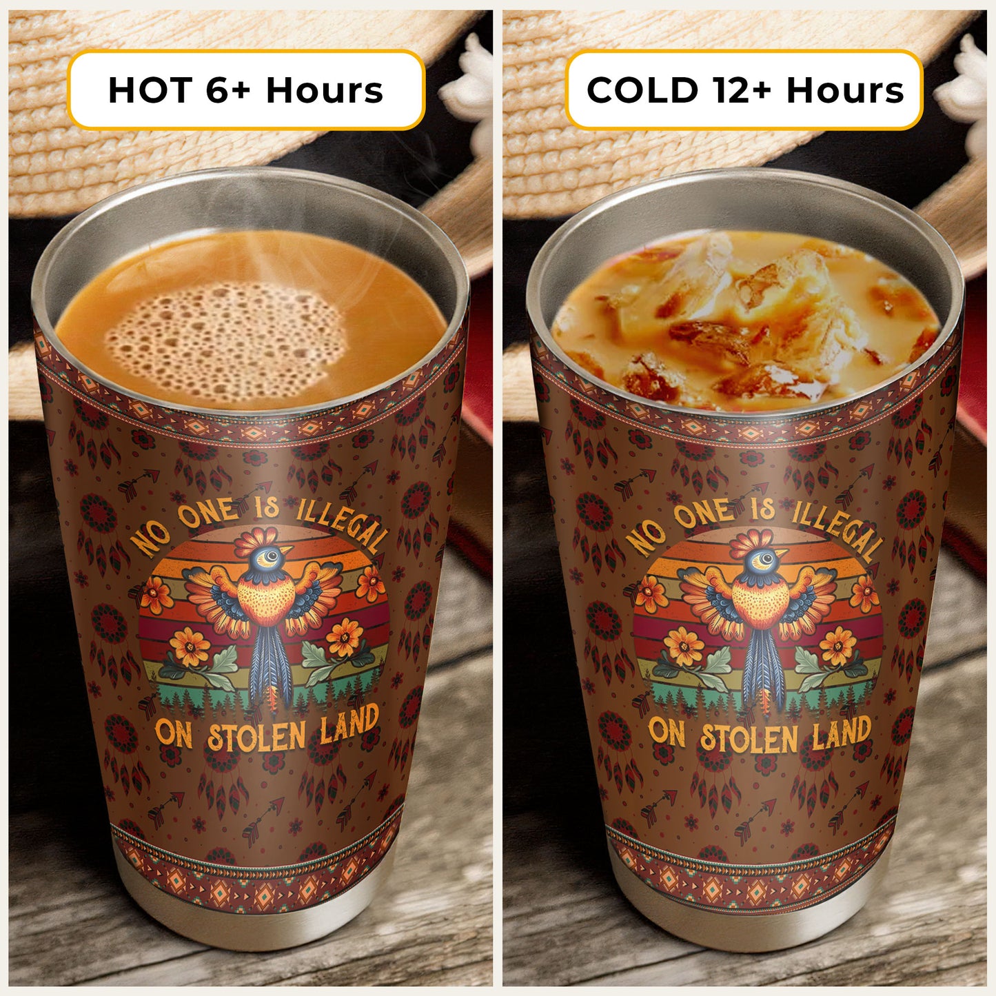 No One Is Illegal on Stolen Land Tumbler Stainless Steel Drinking Cup