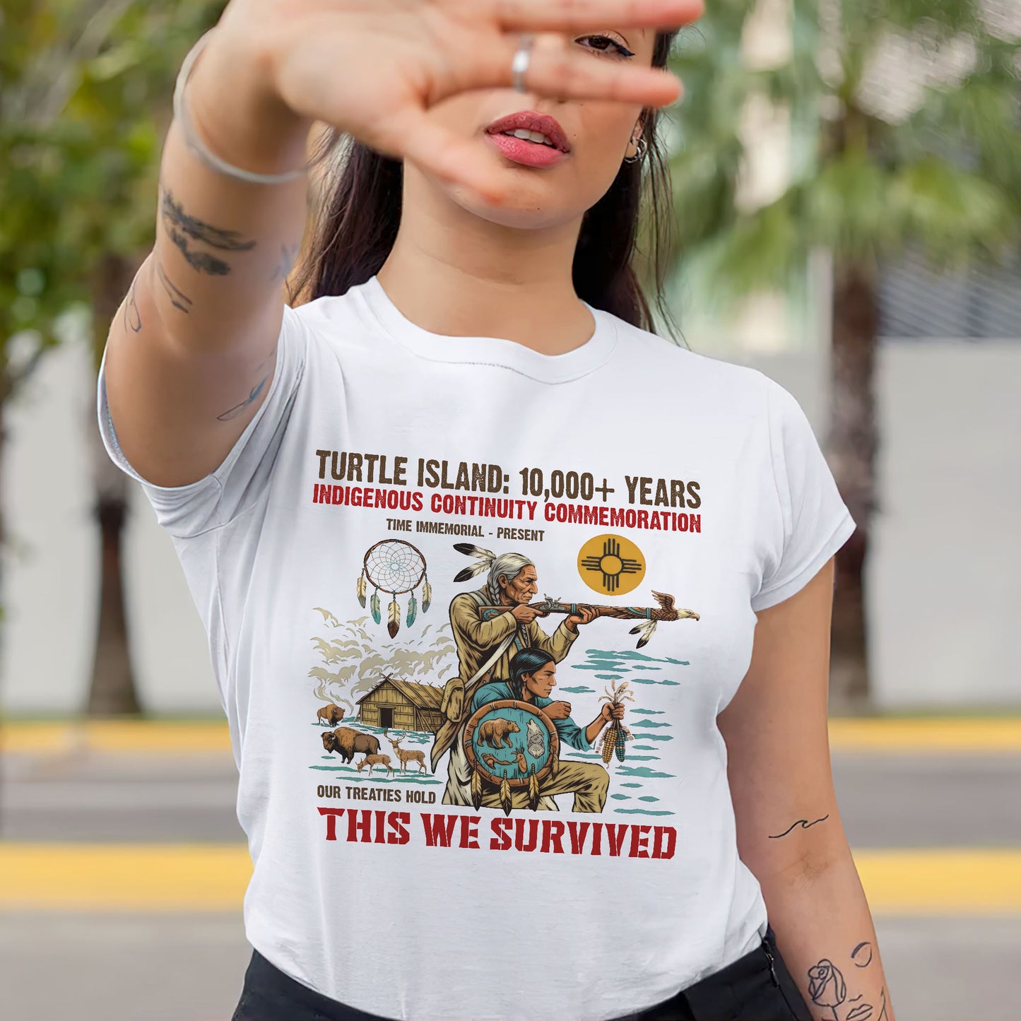 Turtle Island Indigenous - This We Survived Native American - Unisex T-shirt/V-neck T-shirt/Hoodie/Sweatshirt